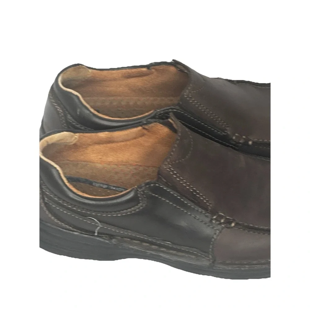 Nunn Bush Mens Brown Leather Slip On Loafers Moc‎ Toe Comfort Shoes